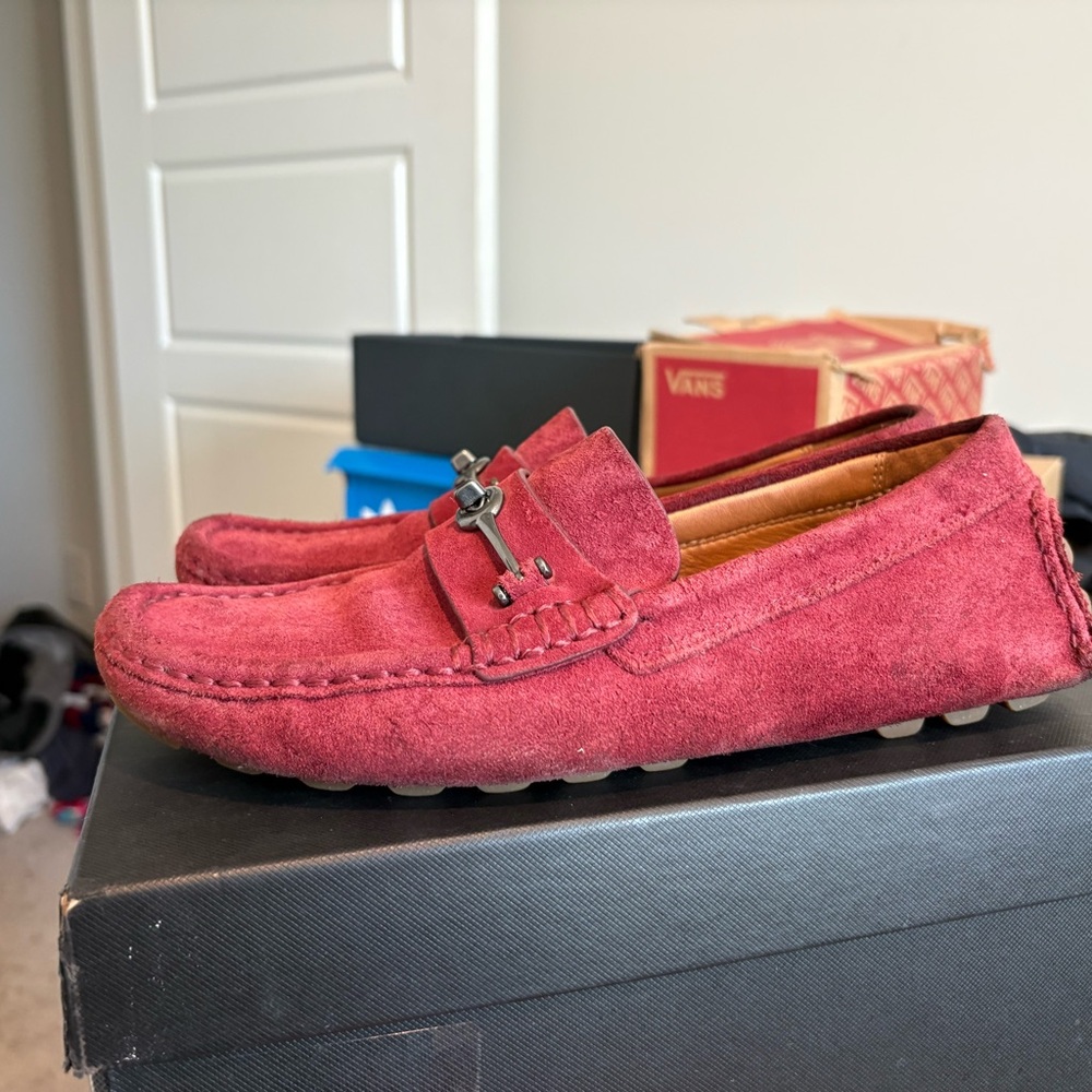 Coach Men's Suede Bit Loafers - Burgundy Red